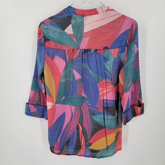 Ava & Grace Blouse Womens Large Colorful Abstract Print Popover 3/4 Sleeves - Picture 6 of 11